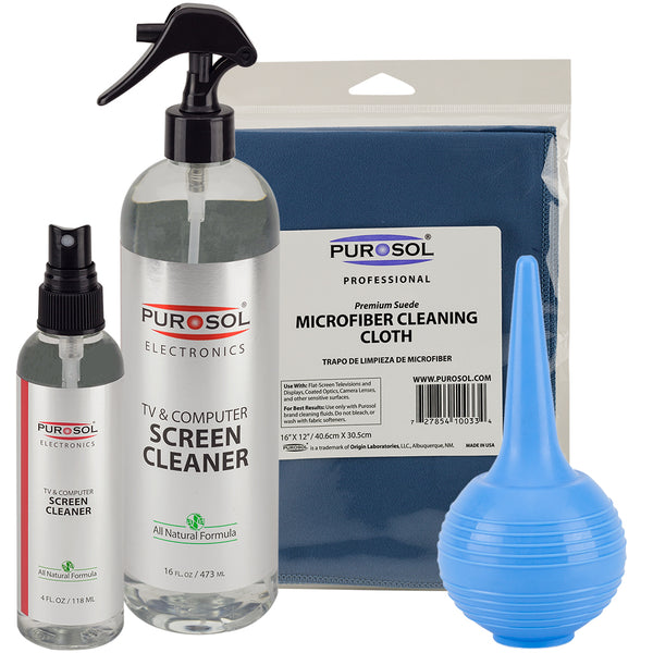 Purosol Screen Cleaning Kit w/ Air Pro, Large Cloth - Purosol Professional Lens and Screen Cleaner