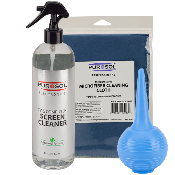 Purosol Screen Cleaning Kit w/ Air Pro, Large Cloth - Purosol Professional Lens and Screen Cleaner