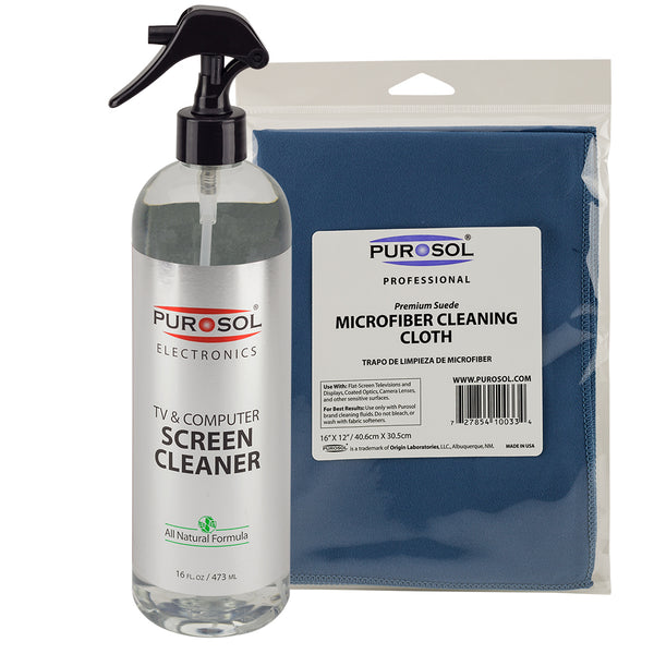 Purosol Screen Cleaning Kit w/ Large Microfiber Cloth - Purosol Professional Lens and Screen Cleaner