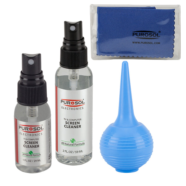 Purosol Screen Cleaning Kit w/ Air Pro, Small Cloth - Purosol Professional Lens and Screen Cleaner