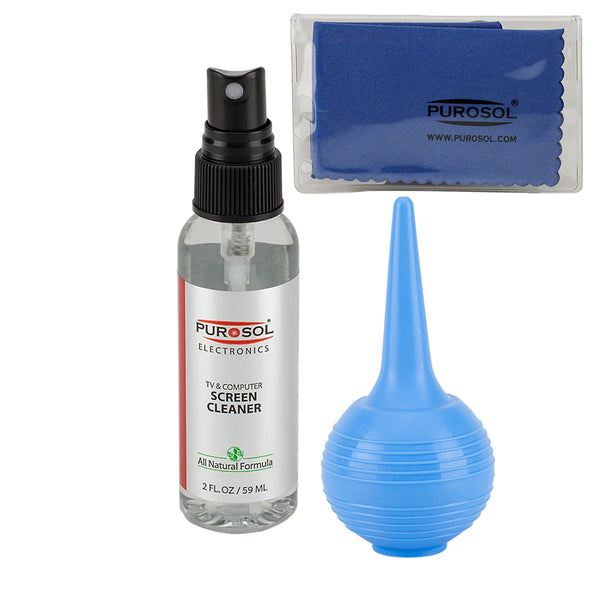 Purosol Screen Cleaning Kit w/ Air Pro, Small Cloth - Purosol Professional Lens and Screen Cleaner 