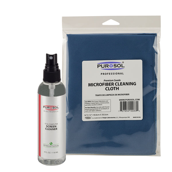 Purosol Screen Cleaning Kit w/ Large Microfiber Cloth - Purosol Professional Lens and Screen Cleaner