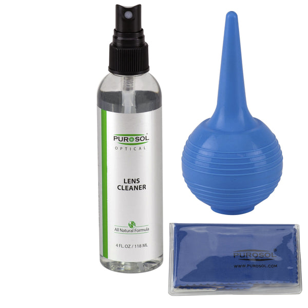 Purosol Lens Cleaning Kit w/ Air Pro & Cloth - Purosol Professional Lens and Screen Cleaner 