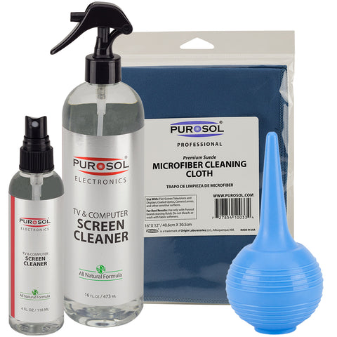Purosol Screen Cleaning Kit w/ Air Pro, Large Cloth - Purosol Professional Lens and Screen Cleaner 