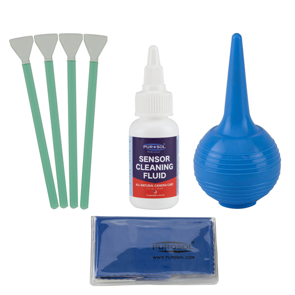 Purosol Sensor Cleaning Kit w/ Air Pro, Small Cloth - Purosol Professional Lens and Screen Cleaner 
